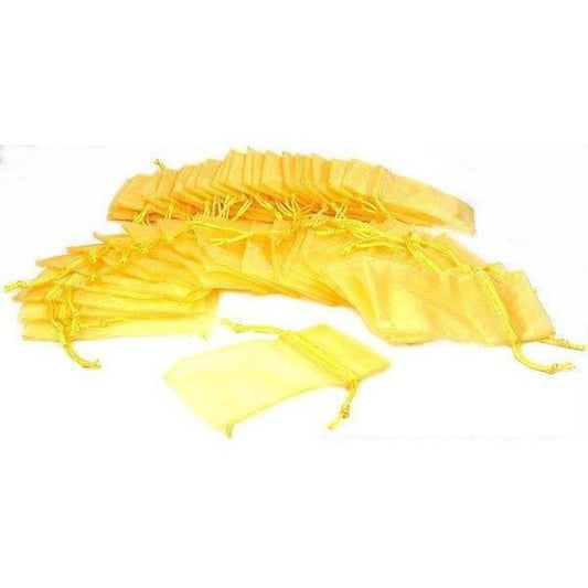 48 Yellow Organza Drawstring Jewelry Pouches 4"