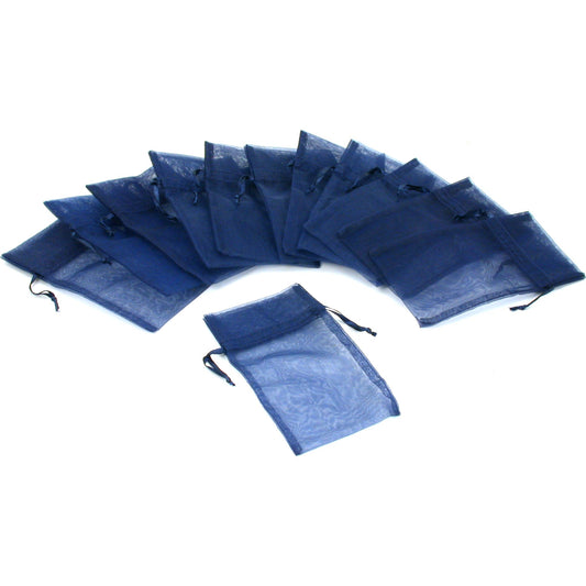 Organza Drawstring Pouches Navy Blue 4" 12Pcs