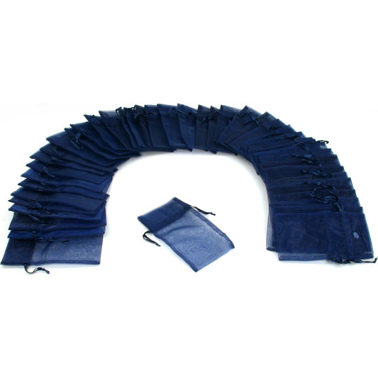 48 Jewelry Organza Drawstring Gift Bags Navy Blue 3x4"