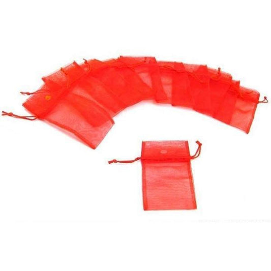Organza Drawstring Pouches Red 4" 12Pcs