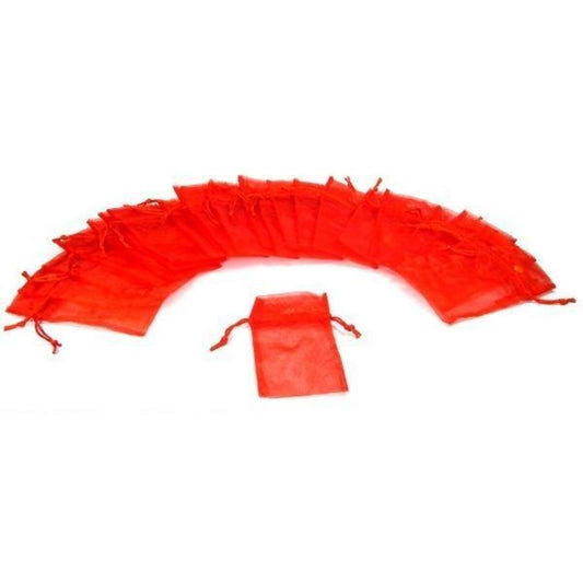 24 Red Organza Drawstring Jewelry Pouches 4"