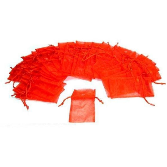 48 Red Organza Drawstring Jewelry Pouches 4"