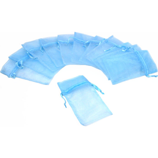Organza Drawstring Pouches Light Blue 5" 12Pcs