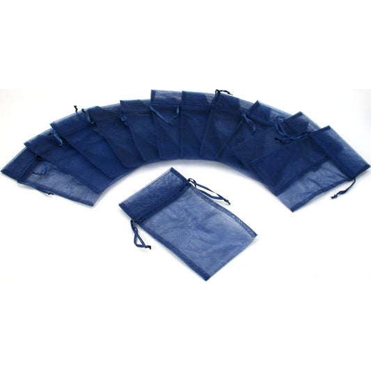 Navy Blue Organza Drawstring Jewelry Gift Bag Pouches 4" x 5" Kit 96 Pcs