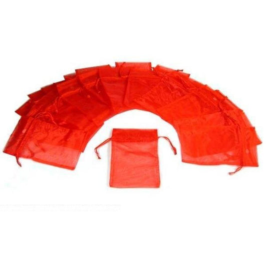 24 Red Organza Drawstring Pouches Case Jewelry Gift Bags 4x5"