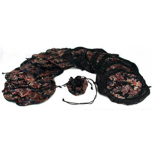 12 Cinch Jewelry Bags Black Chinese Drawstring Pouches