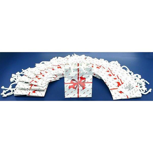 40 White Tote Bags Red Bow Shopping Gift Display 3.5"