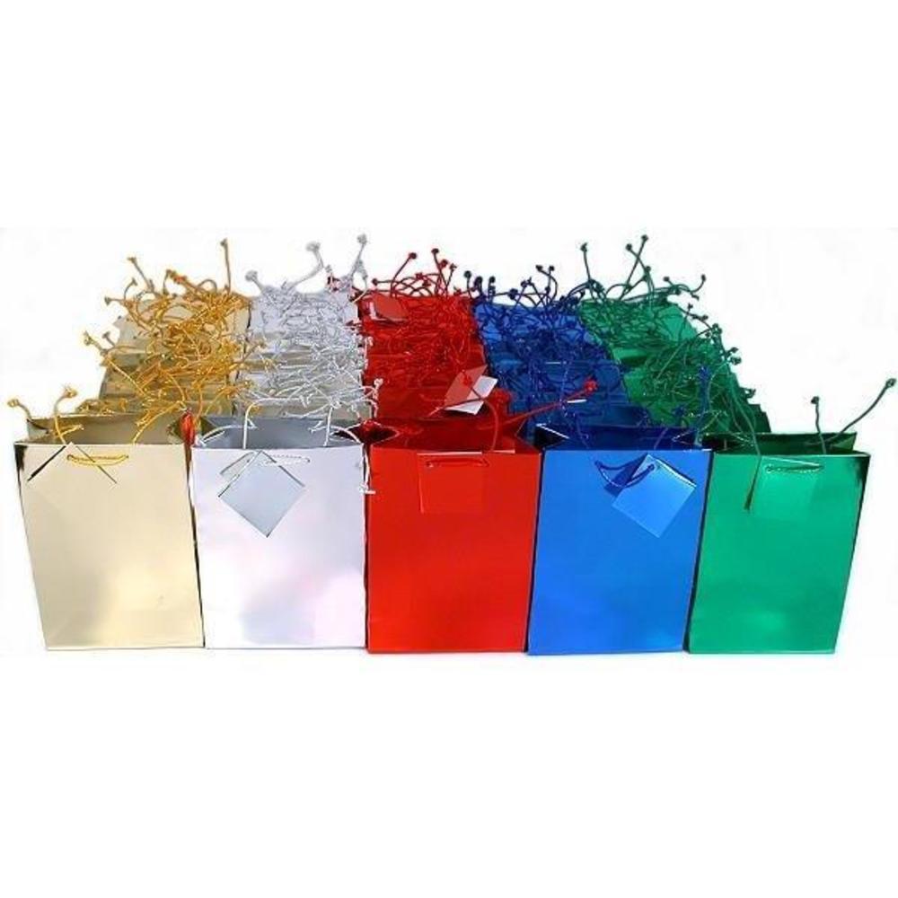 Shopping Tote Bags Assorted Metallic Colors 6 3/4" 100Pcs