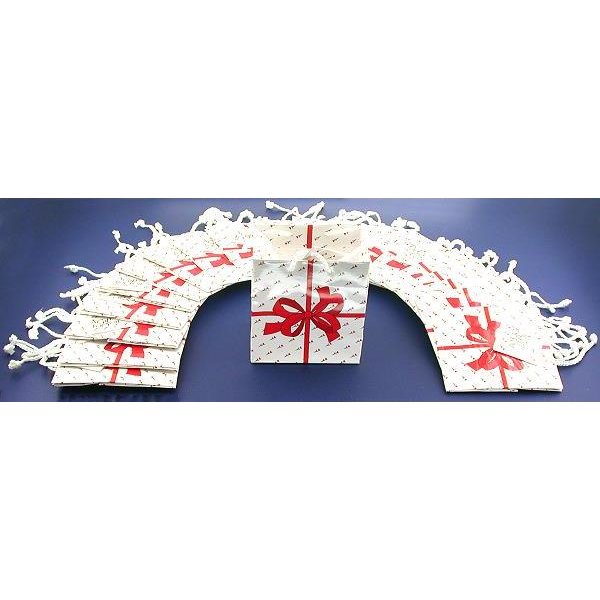 10 White Tote Bags Red Bow Shopping Gift Display 4.5"