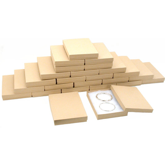 25 Kraft Paper Necklace Gift Boxes Cotton Filled Box 7"
