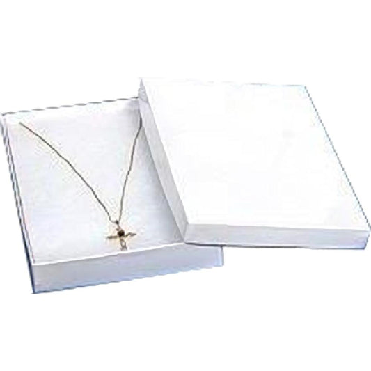 Cotton Filled Jewelry Gift Box White 7 1/8" (Only 1 Box)
