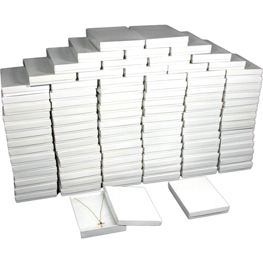 100 Cotton White Necklace Pendant Jewelry Gift Boxes 7 1/8"