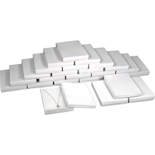 25 Cotton White Necklace Pendant Jewelry Gift Boxes 7 1/8"
