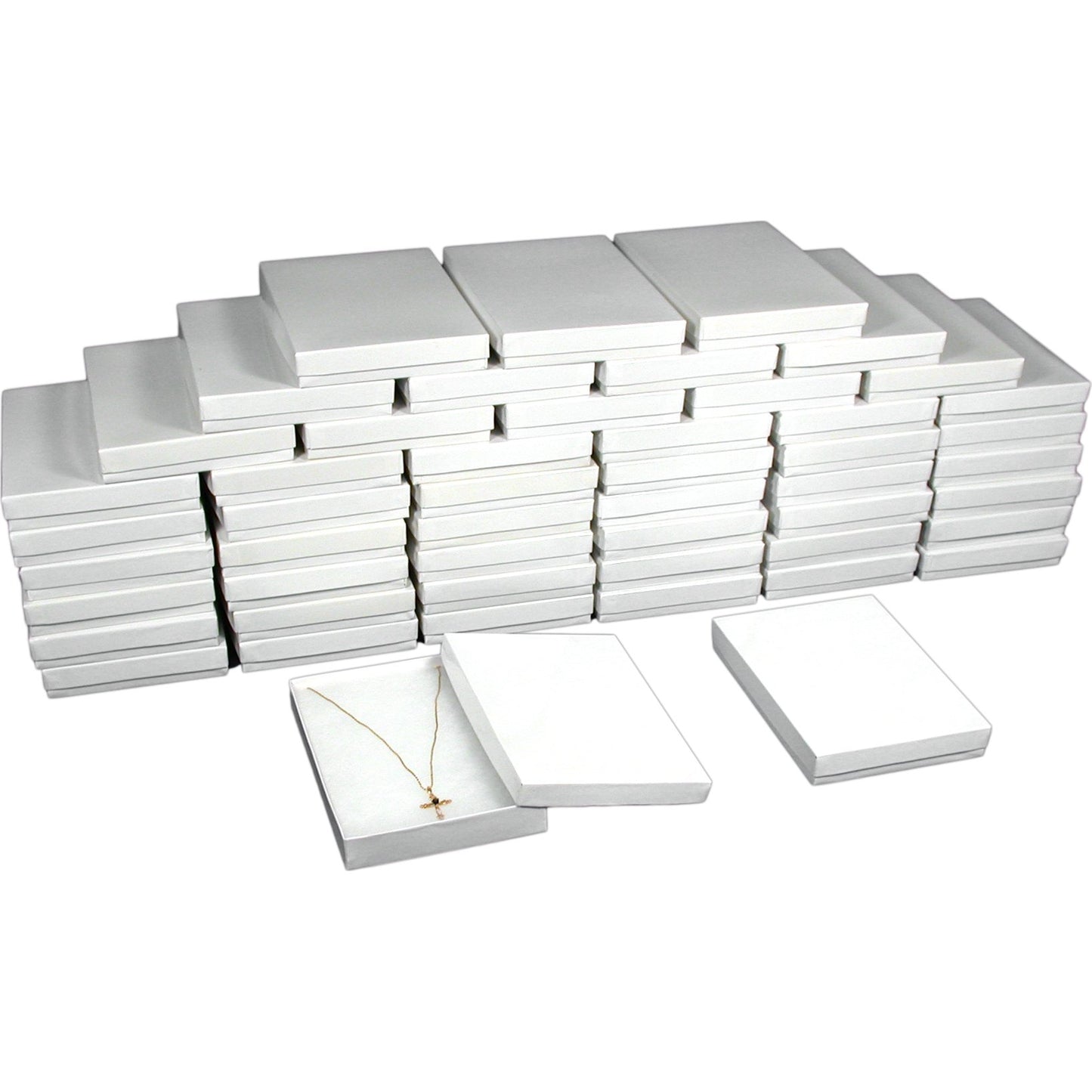 50 Cotton White Necklace Pendant Jewelry Gift Boxes 7 1/8"
