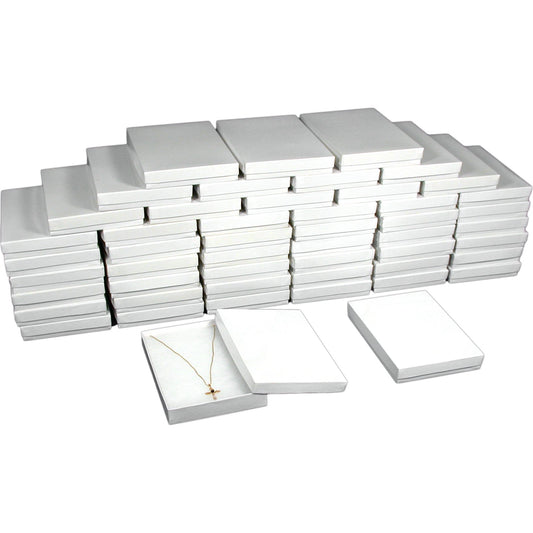 50 Cotton White Necklace Pendant Jewelry Gift Boxes 7 1/8"