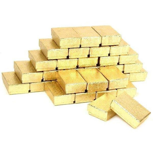 36 Gold Charm Cotton Boxes Bow Gift Box Display 1 7/8"