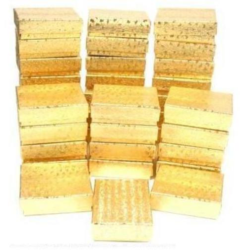Cotton Filled Jewelry Gift Boxes Gold Color 2 1/8" 36Pcs