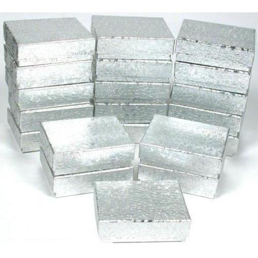 20 Cotton Boxes Silver Pendant Charm Jewelry Displays 2 1/8"