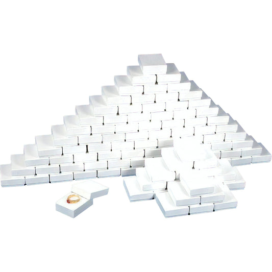White Swirl Cotton Filled Jewelry Box #11 (Pack of 100)