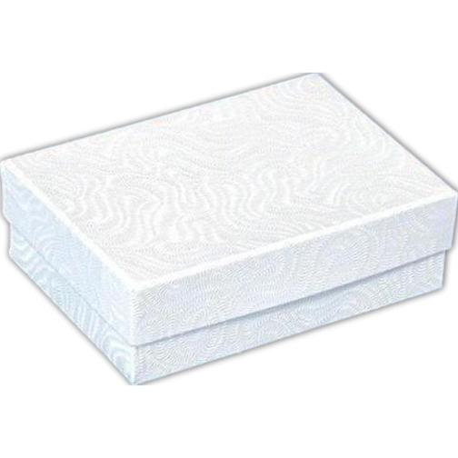 White Swirl Cotton Filled Jewelry Gift Box 3 1/4"