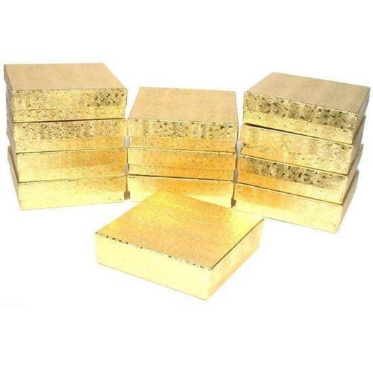 12 Gold Cotton Boxes Watch Bracelet Chain Jewelry 3.5"