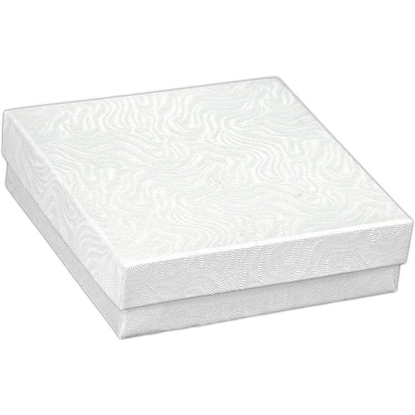 Cotton Filled Jewelry Gift Box White Swirl 3 1/2" (Only 1 Box)