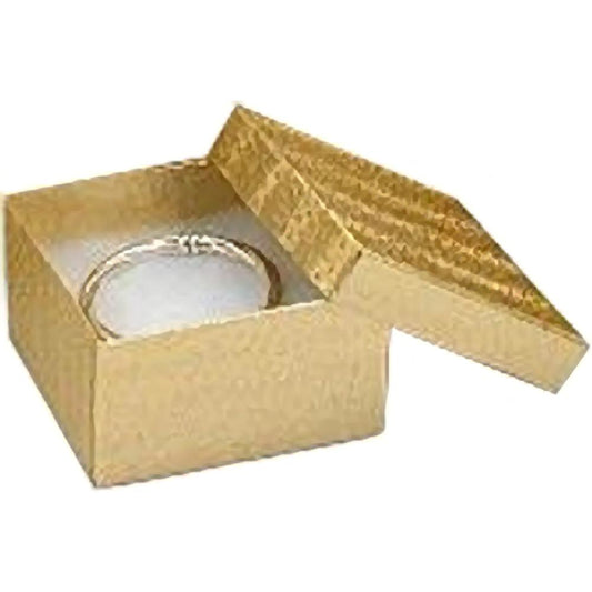 Cotton Filled Jewelry Gift Box Gold 3 3/4"  (Only 1 Box)