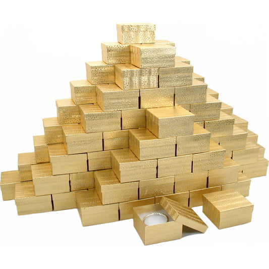 100 Gold Cotton Jewelry Bracelet Display Gift Boxes 3.75"