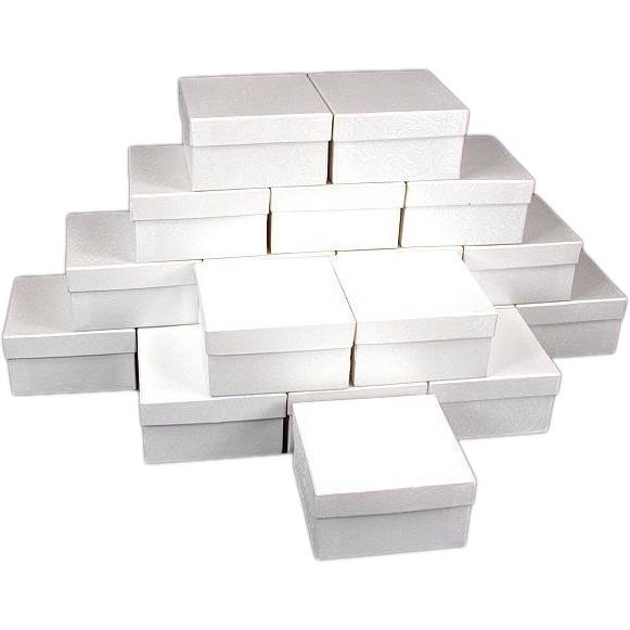 25 White Swirl Cotton Boxes Bracelet Gift Box Display 3.75"