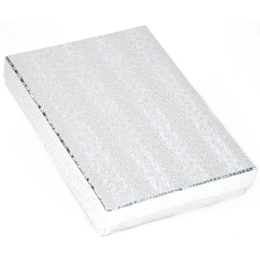 Cotton Filled Jewelry Gift Box Silver Color 5 3/8" (Only 1 Box)