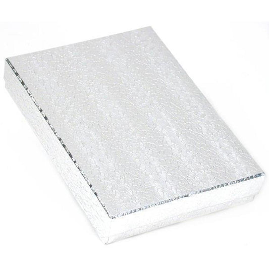 Cotton Filled Jewelry Gift Box Silver Color 5 3/8" (Only 1 Box)