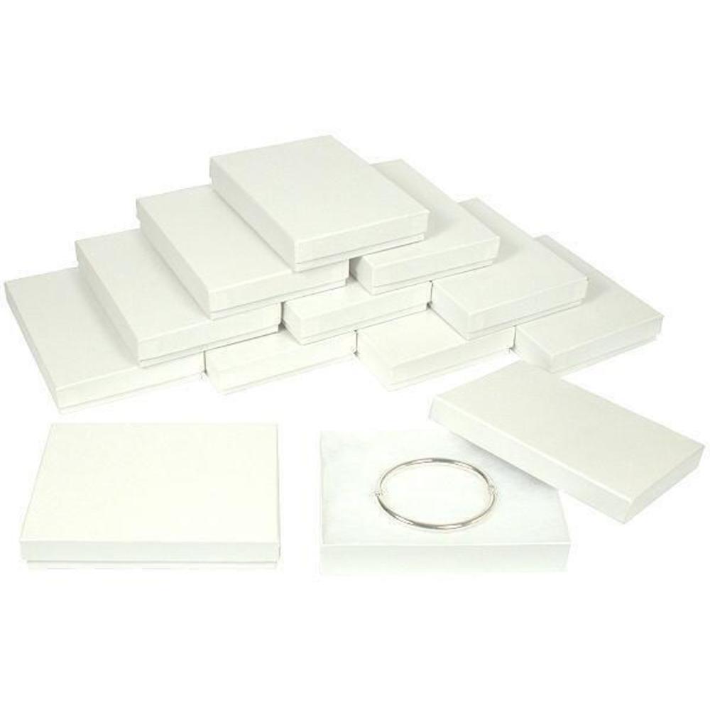 White Swirl Cotton Filled Jewelry Gift Boxes 5 3/8"