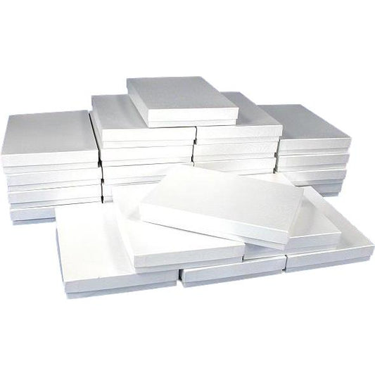 25 White Swirl Cotton Filled Jewelry Gift Boxes 7 1/8"