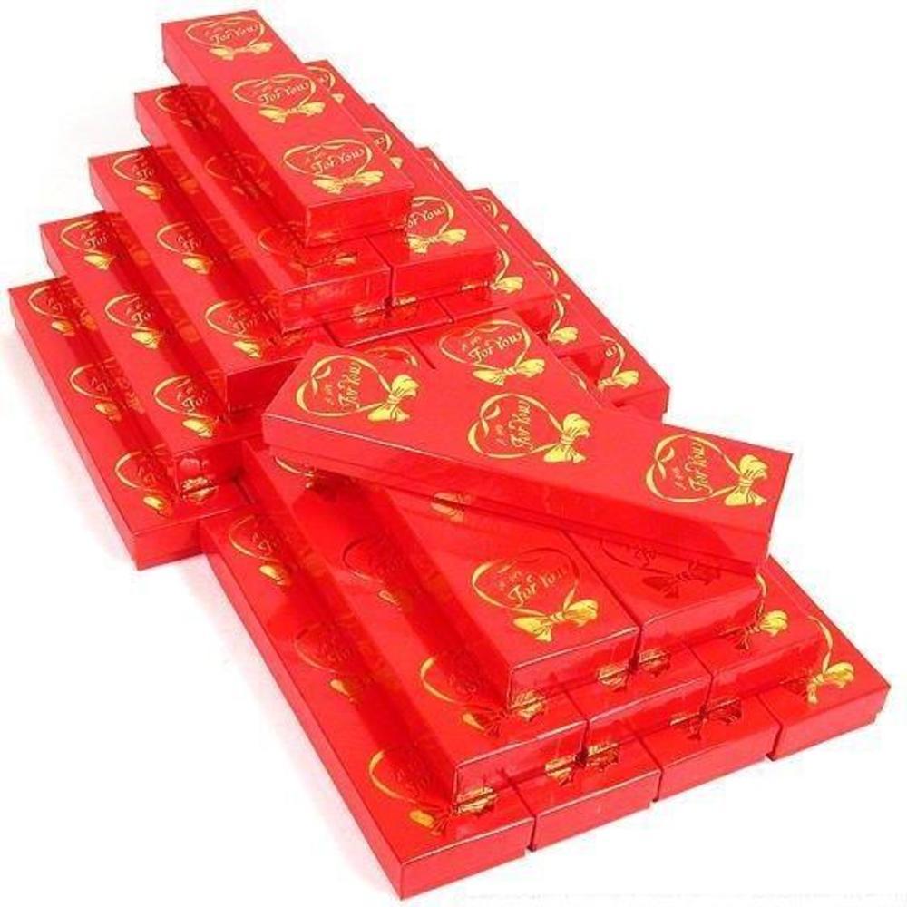 25 Red Bow Cotton Boxes Watch Bracelet Gift Displays