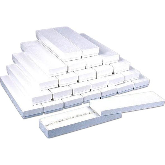 25 White Swirl Cotton Boxes Jewelry Bracelet Watch Displays 8"