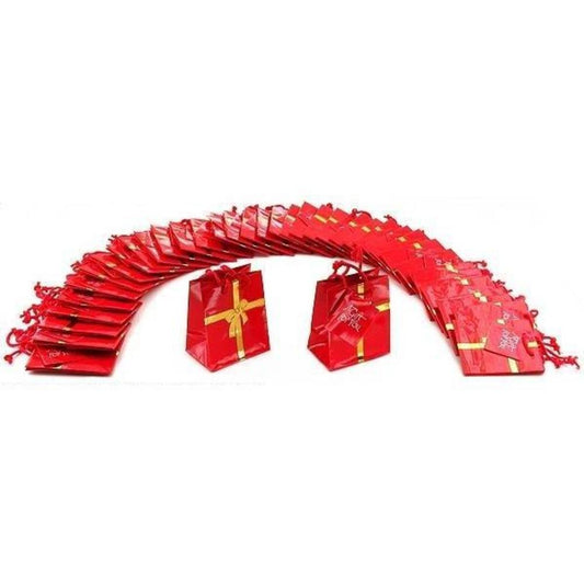 40 Red with Gold Ribbon Gift Bags 3"