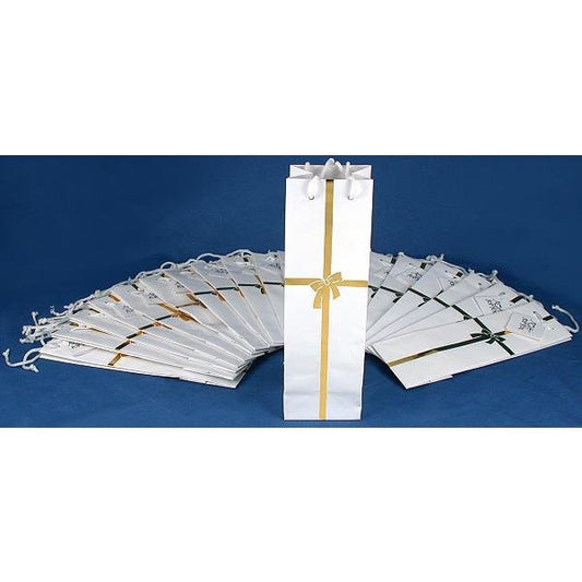 Shopping Tote Bags White & Gold Color Bow 9 3/4" 20Pcs
