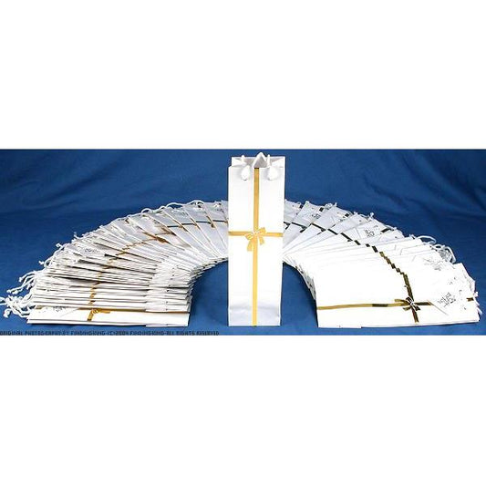 40 White with Gold Ribbon Gift Bags 3"