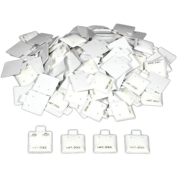 100 14K Gold White Earring Puff Cards Showcase Displays 1"