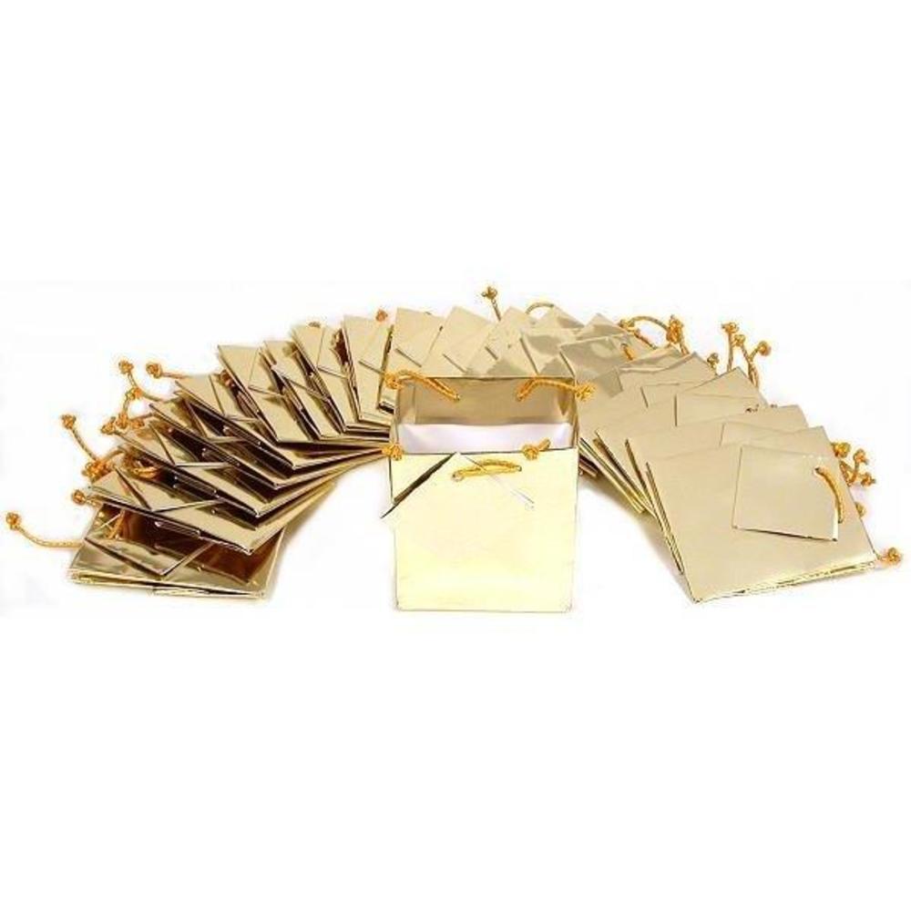100 Metallic Gold Gift Bags 3"