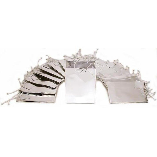 Shopping Tote Bags Metallic Silver Color 6 3/4" 20Pcs