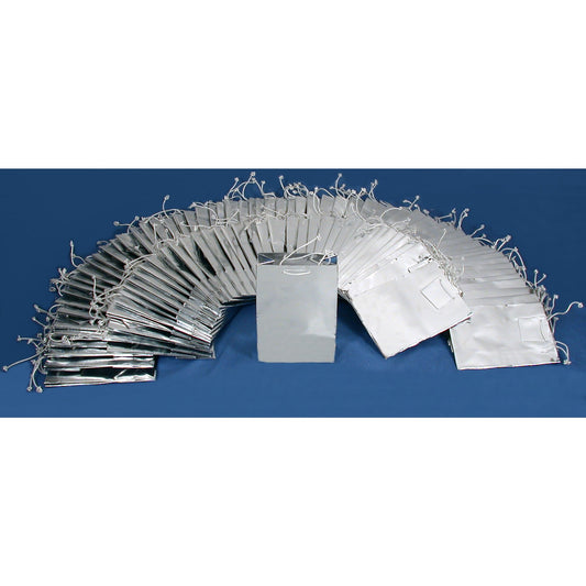 100 Metallic Silver Gift Bags 4 3/4"