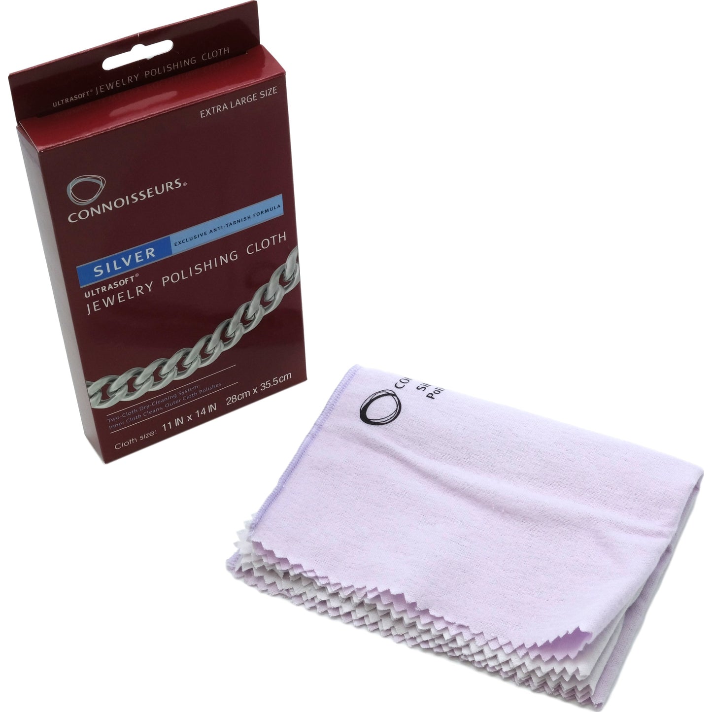Connoisseurs Silver Jewelry Polishing Cloth Cleaner 11" x 14"