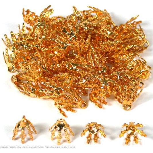 150 Bead Caps Gold Plated Necklace Chain Pendant Bails  9mm