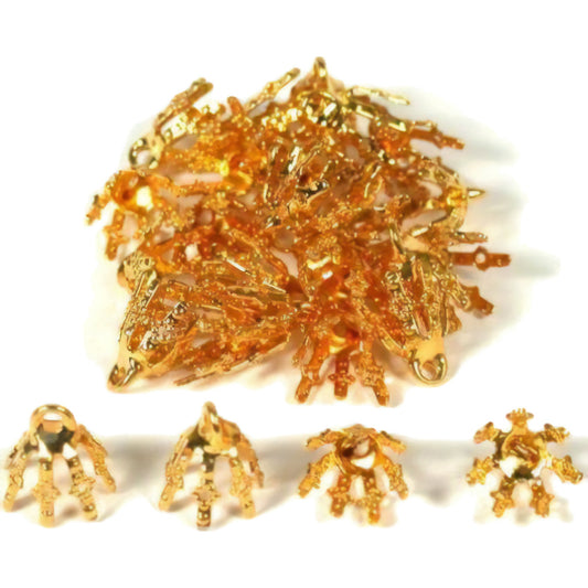 Bead Caps Gold Plated 9mm 20Pcs