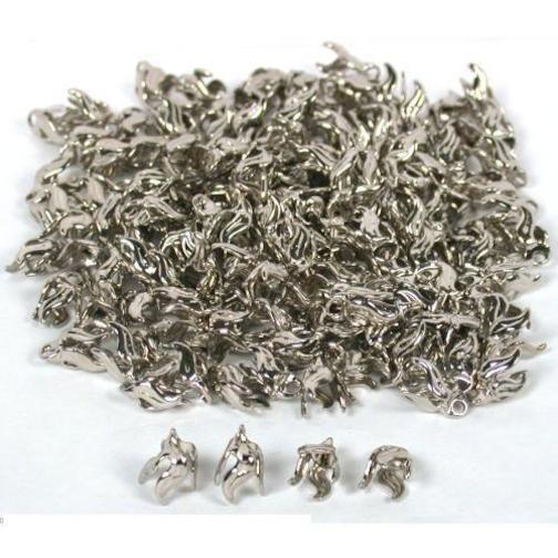 150 White Plated Bead Cap Bails Craft Necklace Jewelry Making Parts 4 Prong 9mm
