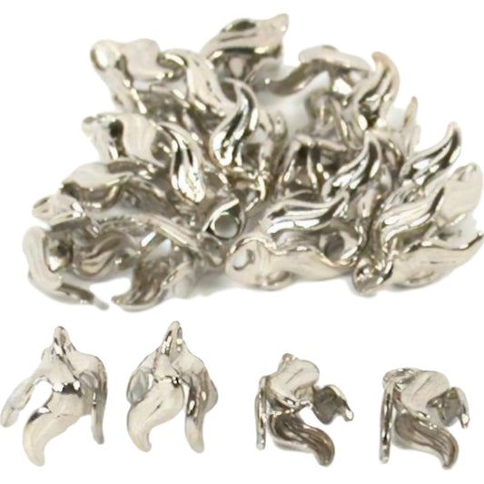 Bead Caps White Plated 9mm 24Pcs