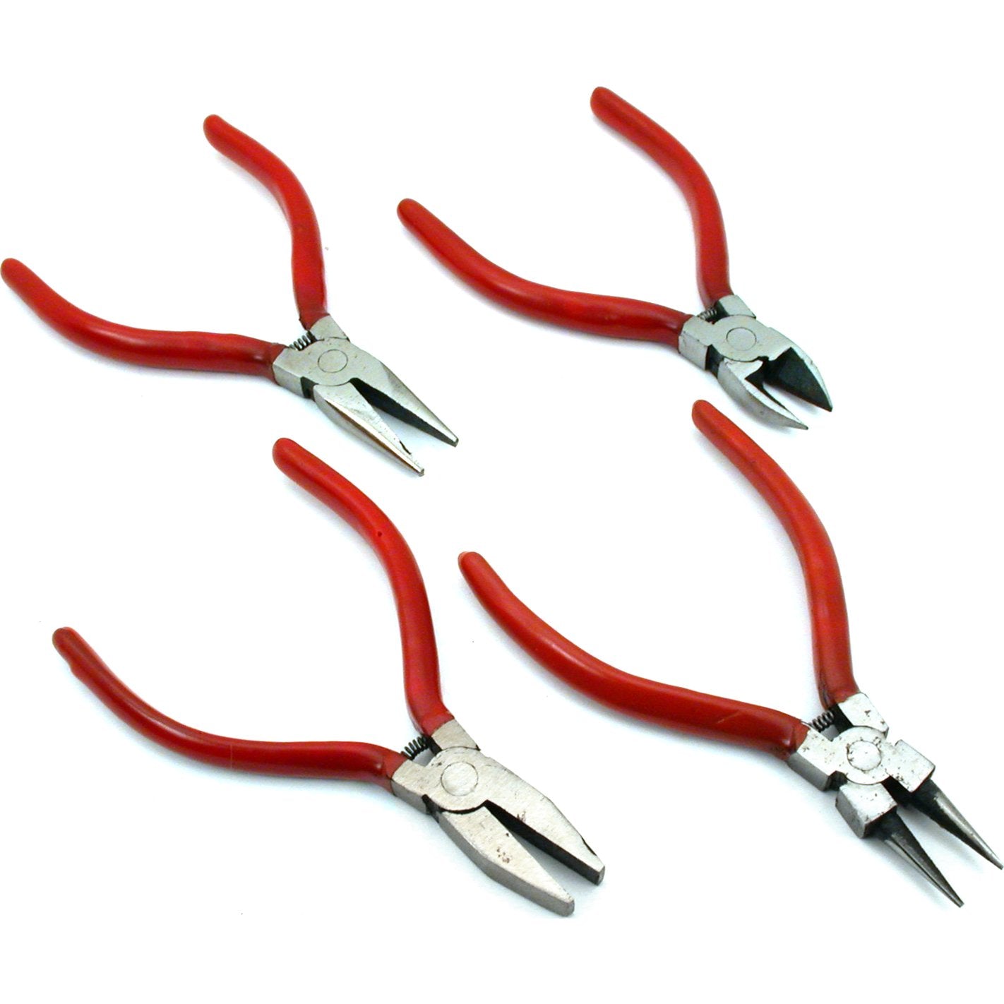 Chain Nose, Flat Nose, Round Nose Pliers & Diagonal Cutters 4Pcs