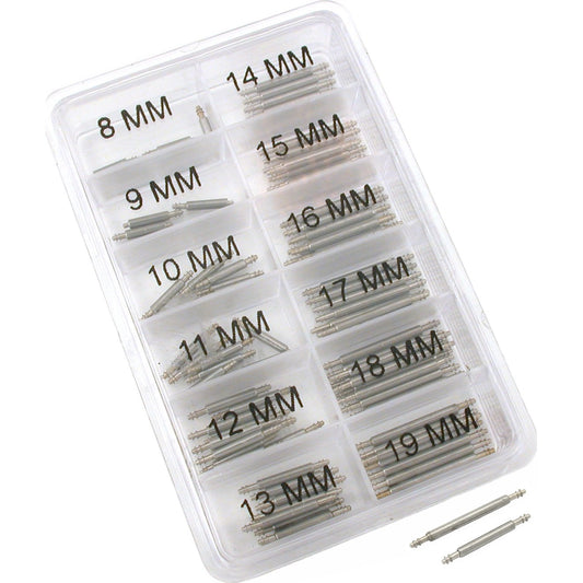 100 Assorted Watch Band Strap Repair Spring Bars 8-19mm Assortment