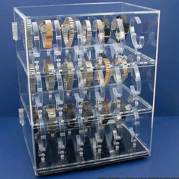 Rotating Revolving Watch Display Case Counter 4 Shows 15 1/4" New
